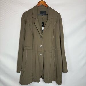 NWT Nic & Zoe 3X Women's Olive Jacket Lightweight Cotton Blend Button Front